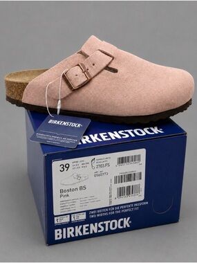 Birkenstock Boston BS Pink Suede Clogs Size EU 39 US Women’s 8 Narrow Fit NWT